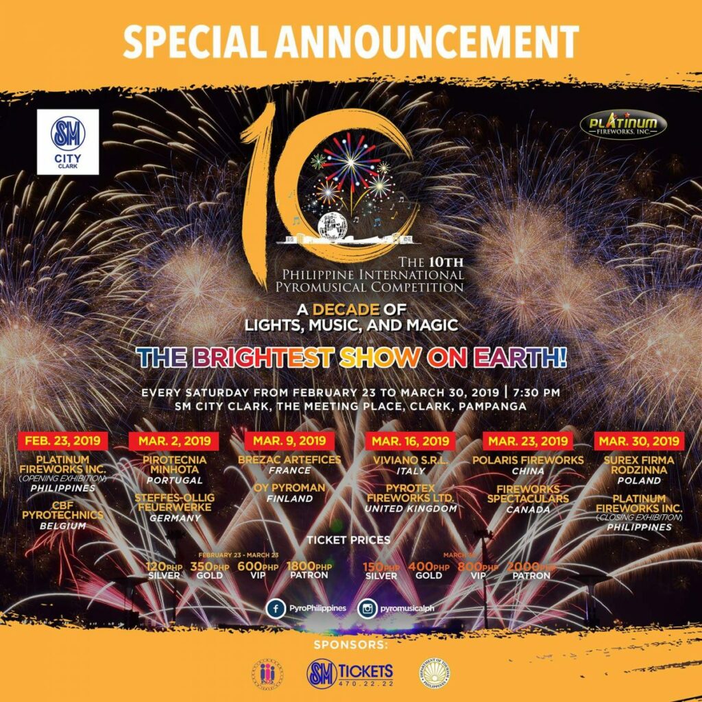 Philippine International Pyromusical Competition Schedule