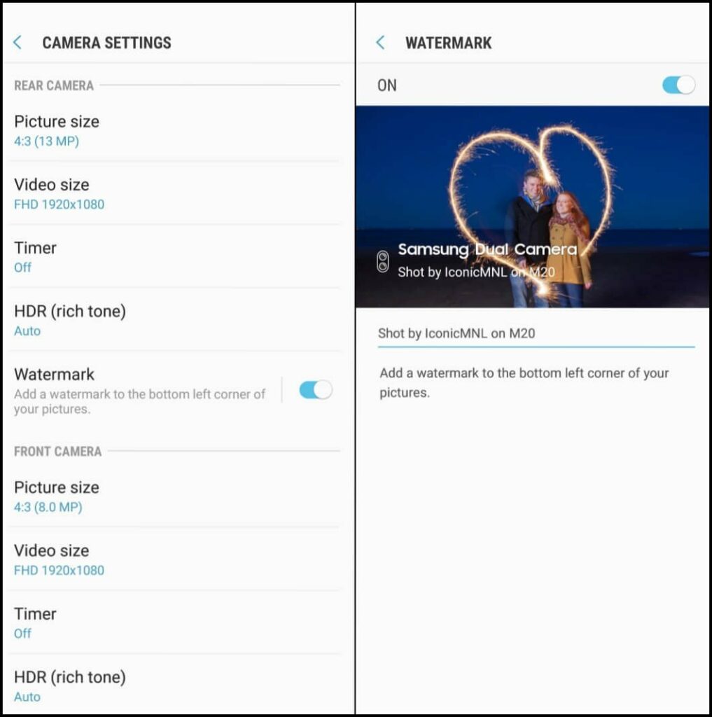 Galaxy M20 custom watermark