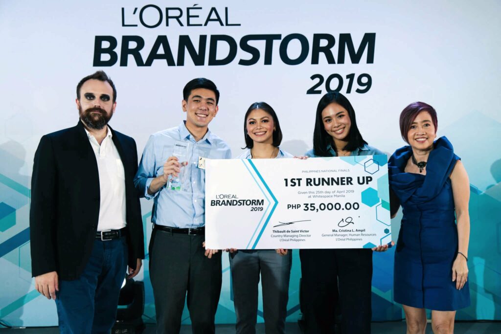 L'Oreal Brandstorm 1st runner-up with Thibault De Saint Victor and Tina Ampil
