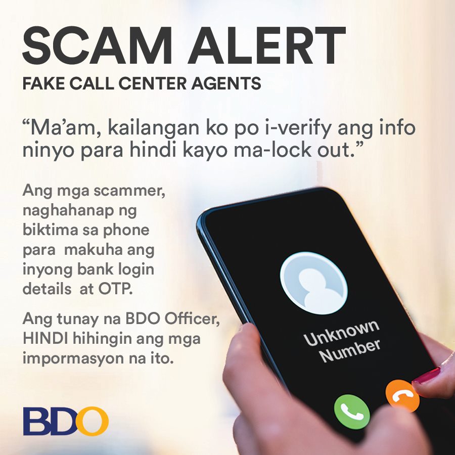 BDO Scam Alert - Never share your OTPs