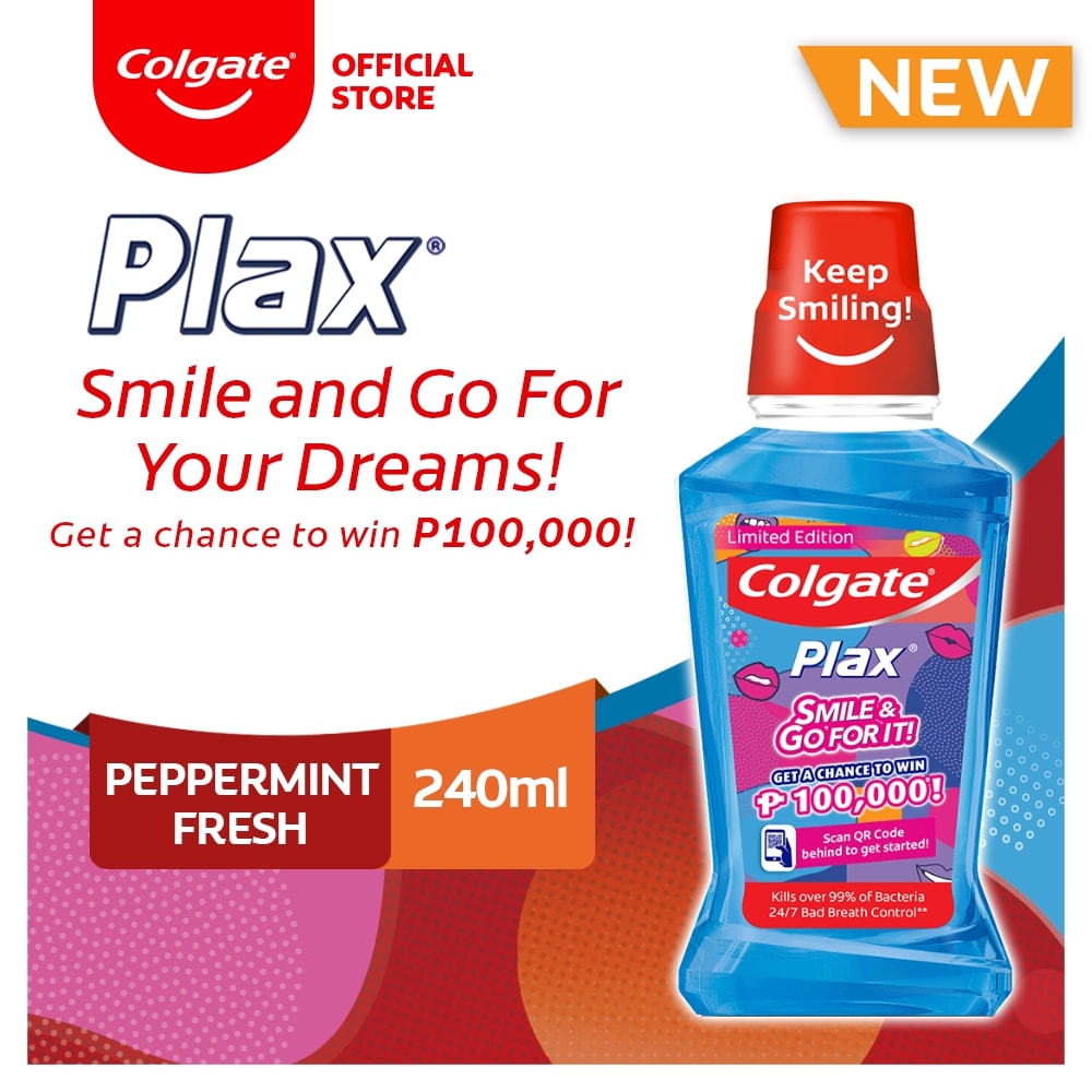 Colgate Plax Smile and Go For Your Dreams! Promo Limited Edition Peppermint Fresh Mouthwash 240ml