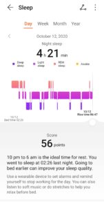 Huawei Health app sleep record