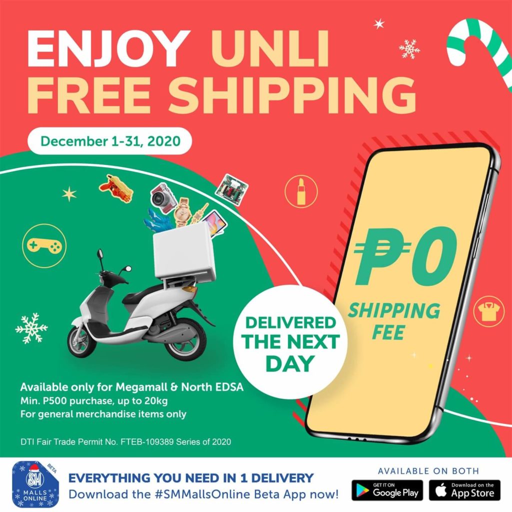 Shop via SM Malls Online mobile app and get free shipping