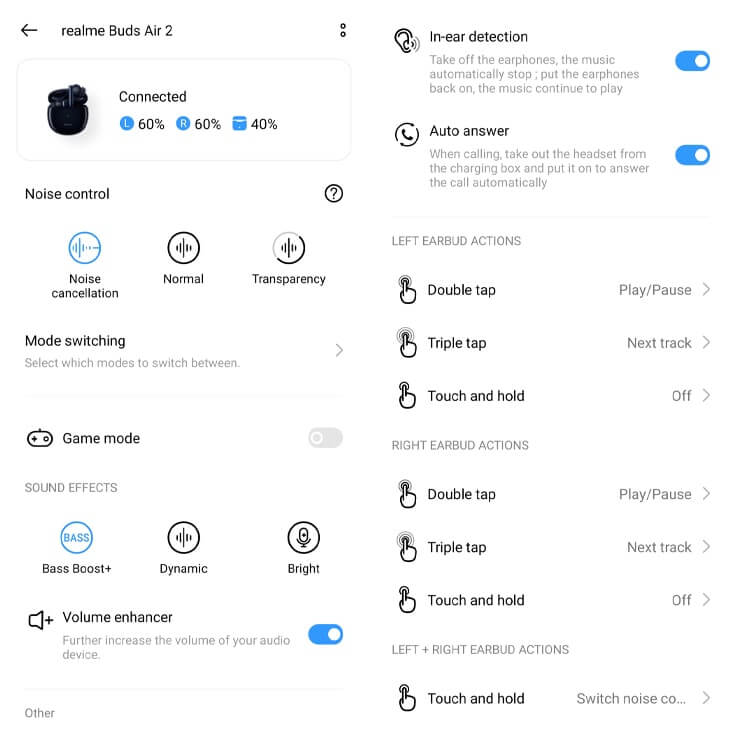 realme Buds Air 2 - realme Link app