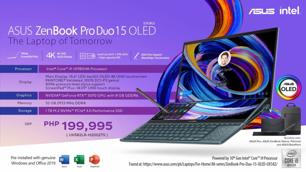 ASUS ZenBook Pro Duo 15 OLED - intel core i9 processor