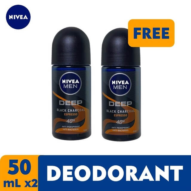 NIVEA for Men Deep Espresso Roll On Deodorant 50ml Bundle of 2