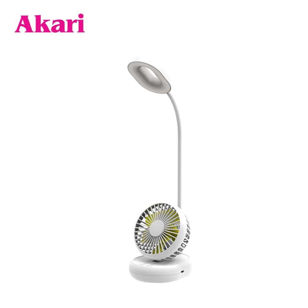 Akari 4” Rechargeable Mini LED Desk Lamp Fan