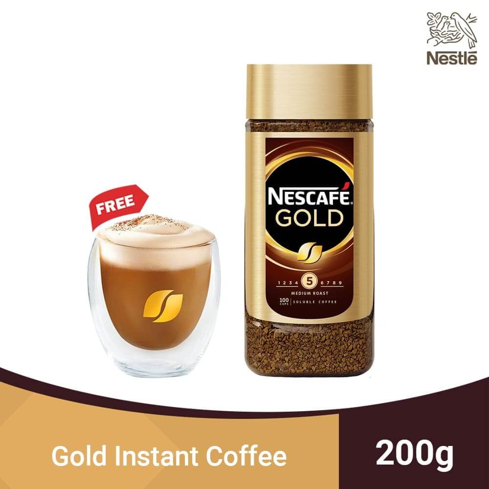 NESCAFE GOLD Instant 200g Free Double Wall Glass Mug