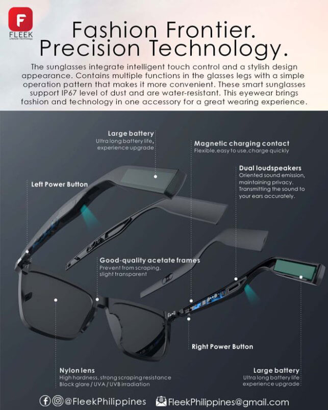 FLEEK Intelligent Bluetooth Audio Sunglasses - product specifications