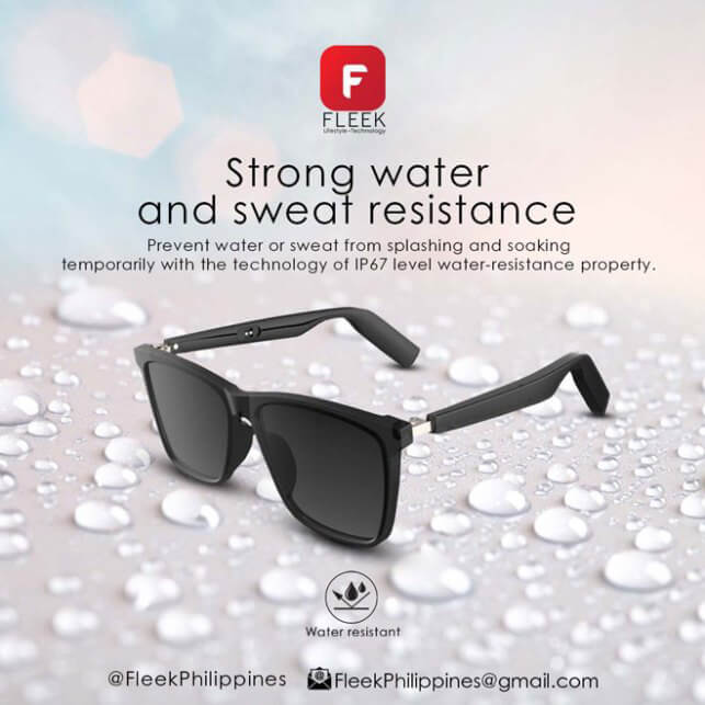 FLEEK Intelligent Bluetooth Audio Sunglasses - waterproof rating of IP67