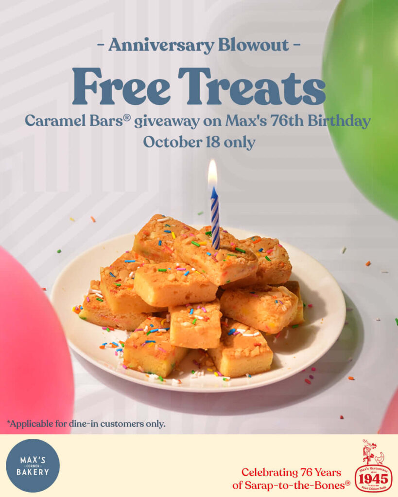Max’s Restaurant 76th Anniversary Free Treats