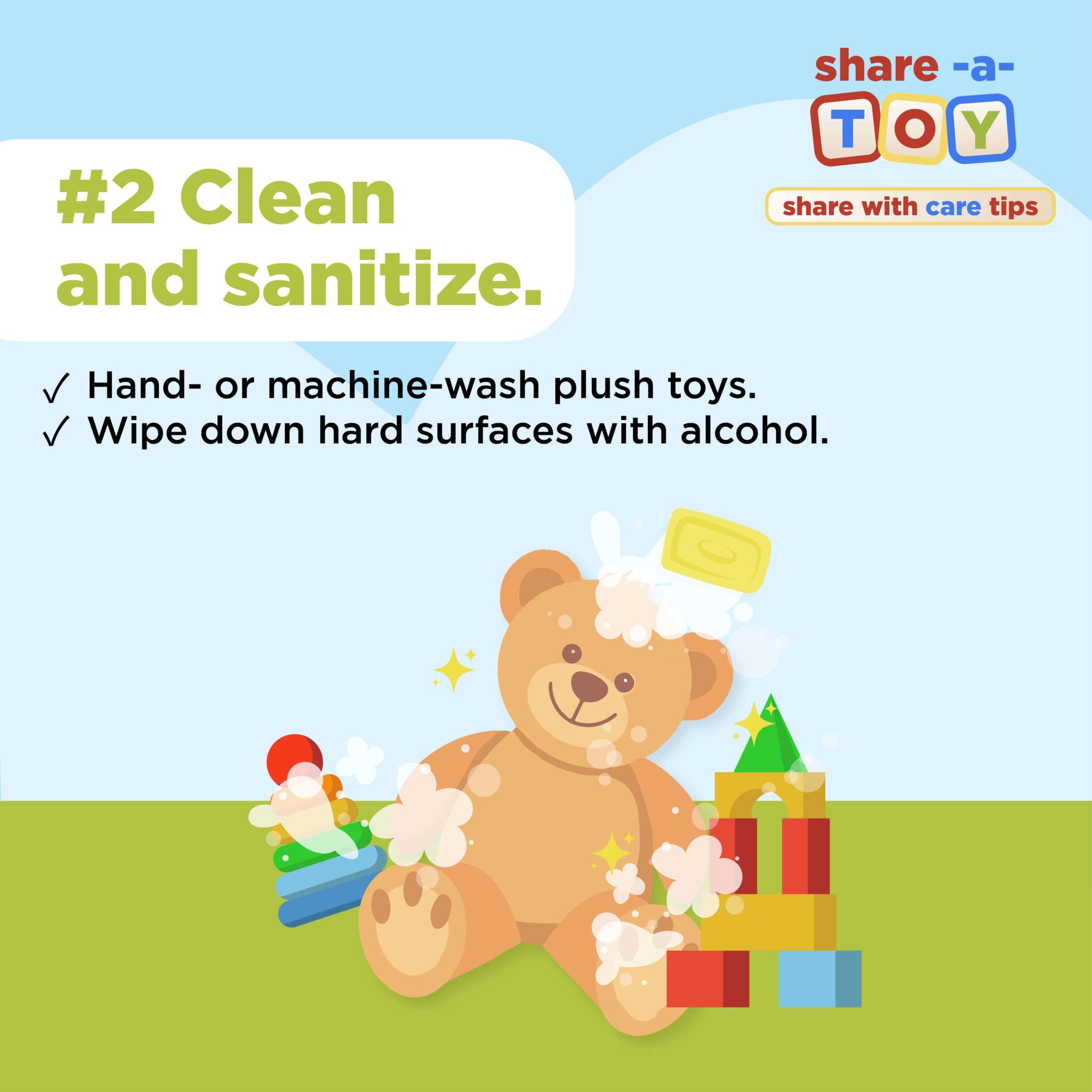 Share A Toy with Care Tips - Clean and sanitize