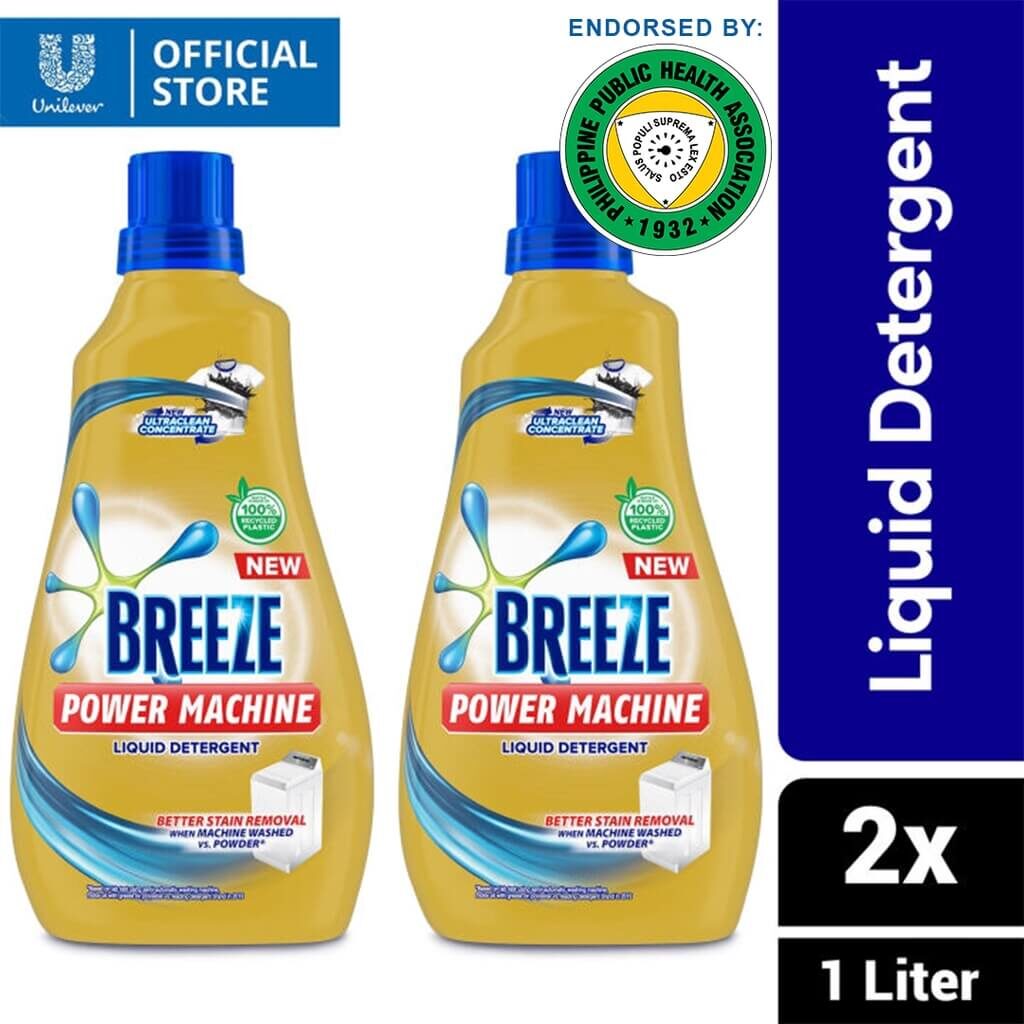 Breeze Laundry Liquid Detergent Power Machine 1L Bottle 2x