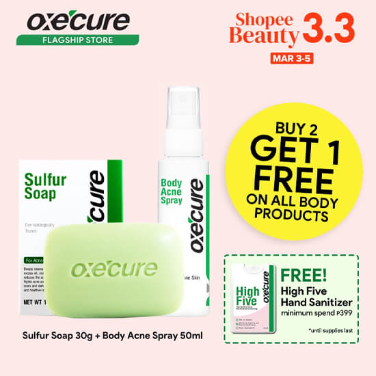 OXECURE Body Acne Control Duo (Sulfur Soap and Body Acne Spray)