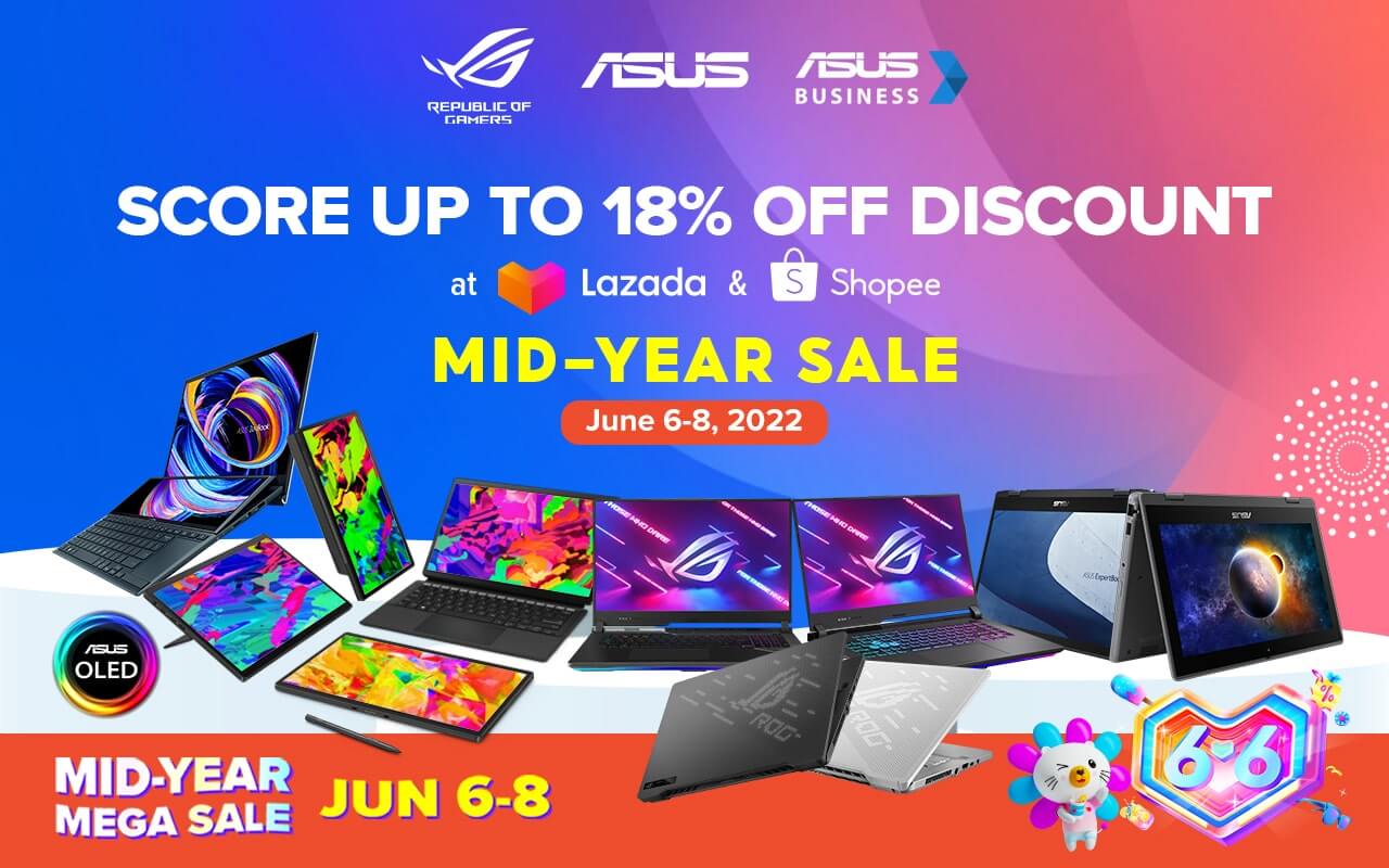 Enjoy as much as P18000 off on select ASUS and ROG laptops during 6.6 mid year sale