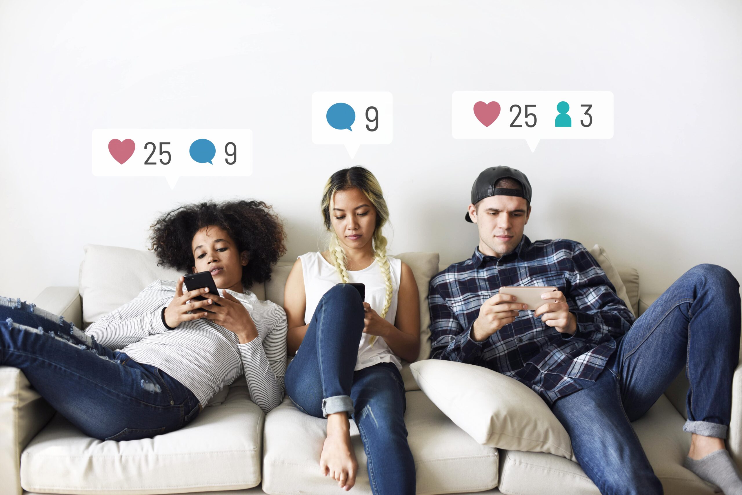 young adults couch using social media their smartphones min scaled