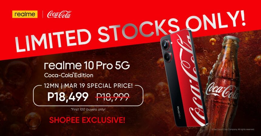 Snag the realme 10 Pro 5G Coca Cola® Edition on Shopee