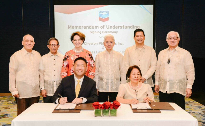 Government officials witnessed the signing of Memorandum of Understanding between Chevron Philippines Inc. and Batangas Land Company Inc. From left to right Government Corporate Counsel Justice Rogel scaled
