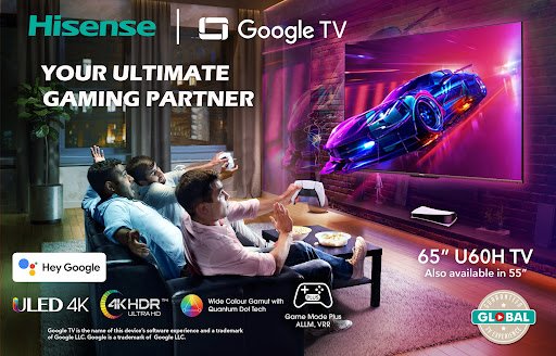 Get into the fast paced action packed captivating world of gaming with the 55 and 65 Hisense U60H Ultra HD 4K ULED Smart Google TVs