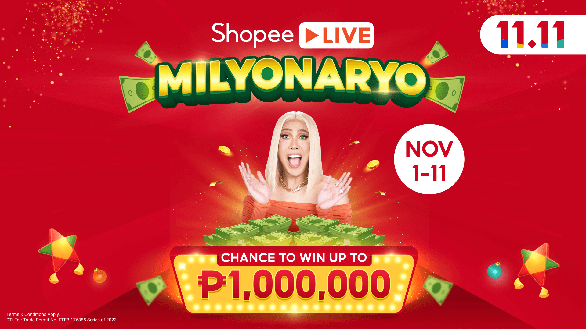Get a chance to win one million pesos this 11.11 with Shopee Live Milyonaryo