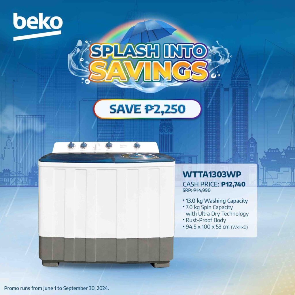 Beko’s Splash Into Savings rainy season promo - WTTA1303WP