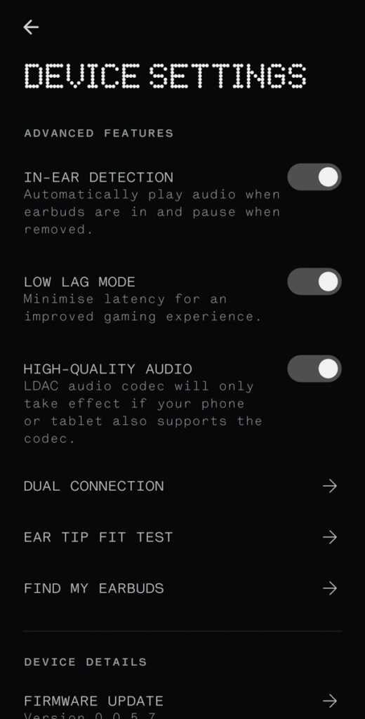 CMF Buds Pro 2 Nothing X App Device Settings