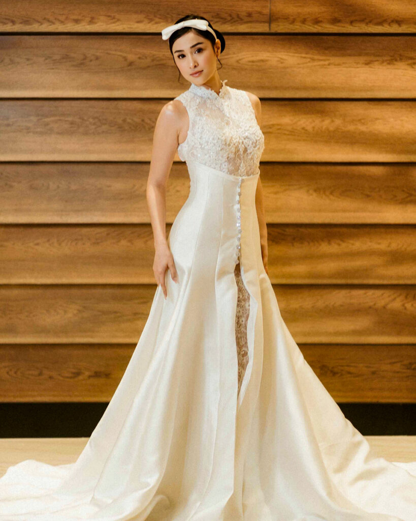 Hannah Kong Bridal Bridal gown with a beautifully laced top and a flowy skirt