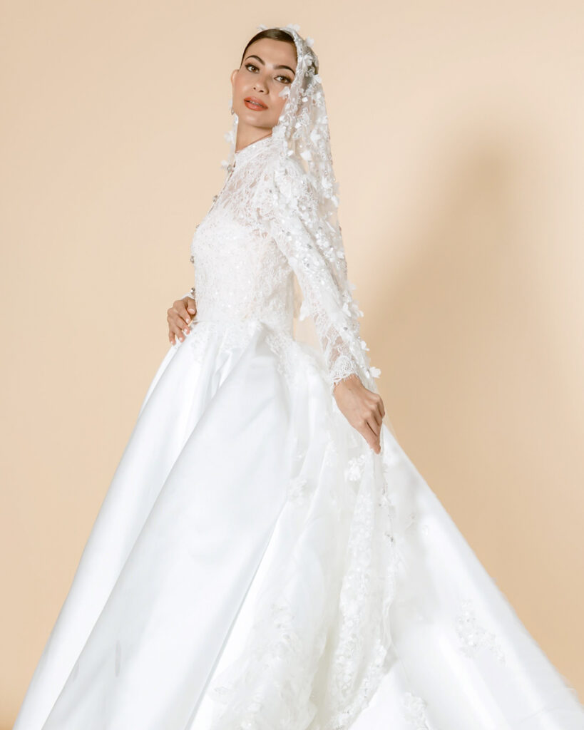 Hannah Kong Bridal Traditional bridal gown with laced veil