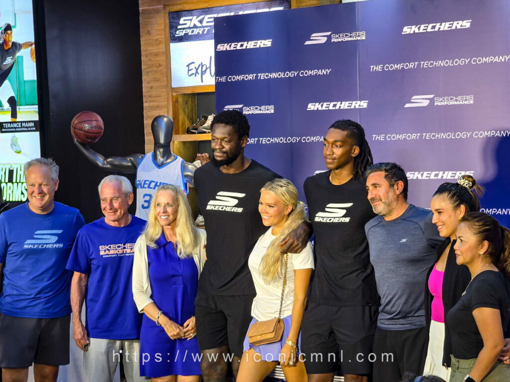 Skechers Philippines Country Manager Suzette Pasustento and Skechers Chief Operating Officer David Weinberg together with Terance Mann and Julius Randle at the media conference in Shangri La The Fort