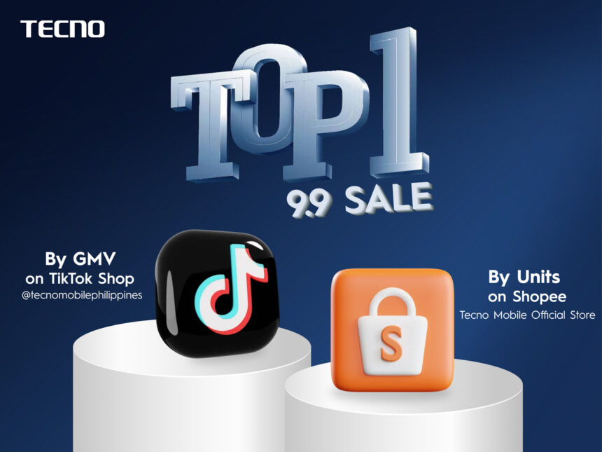 TECNO grabs the no.1 spot in the TikTok Shop and Shopee 9.9 Super Sale blitzes