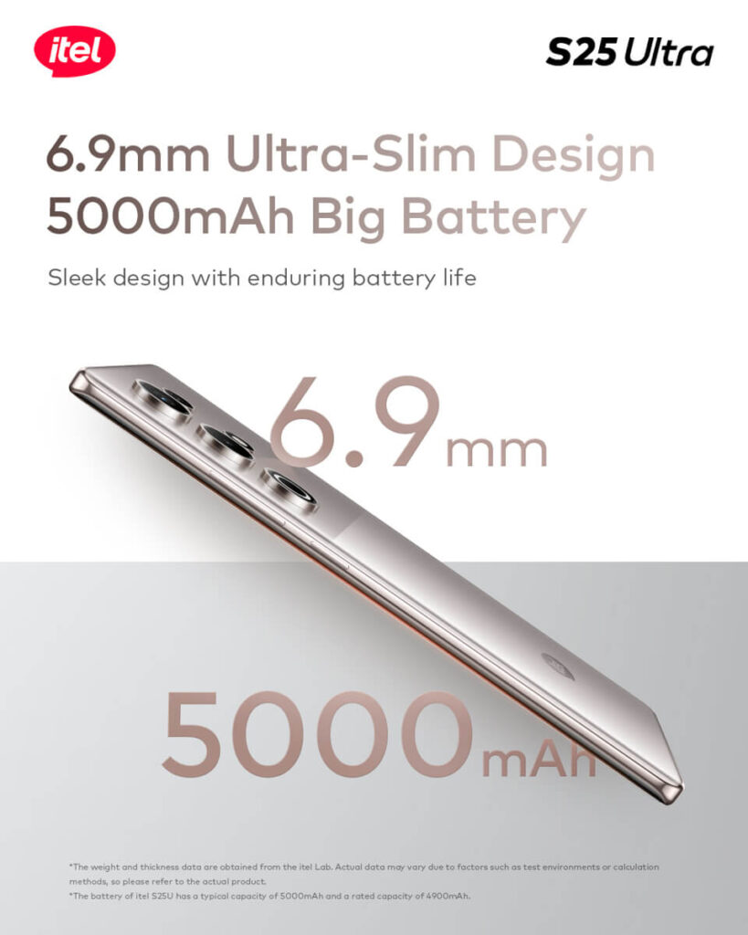 itel S25 Ultra - 6.99mm Ultra-slim Design