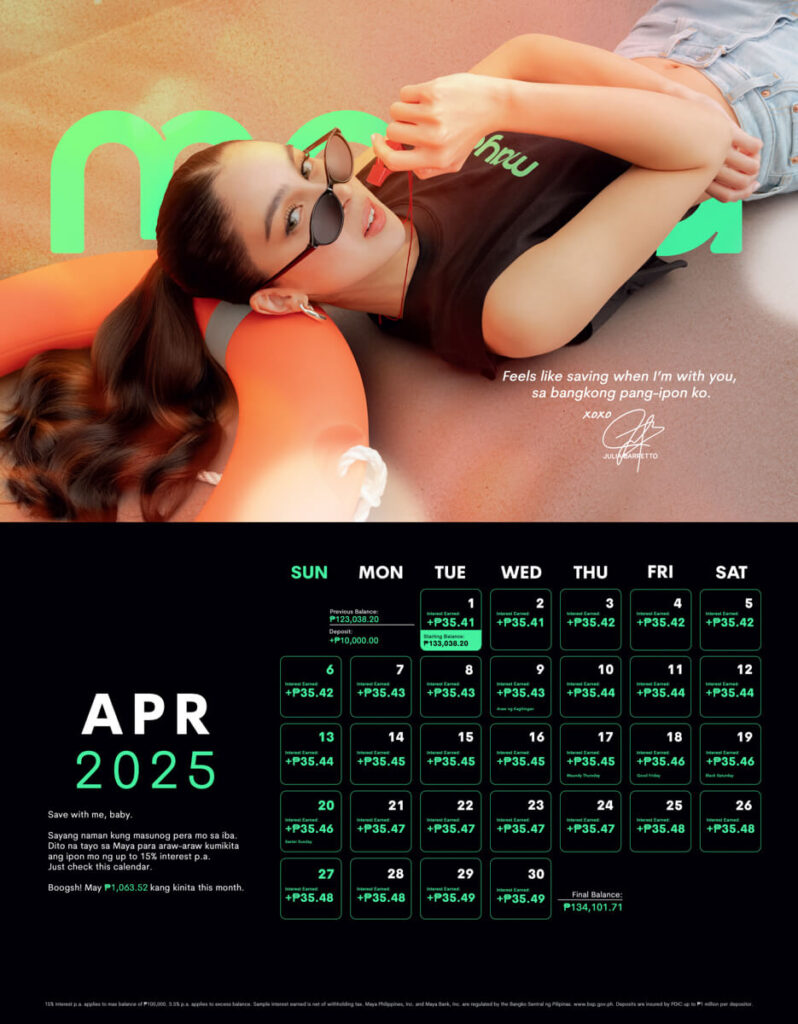 Maya Savings Calendar Julia Barretto