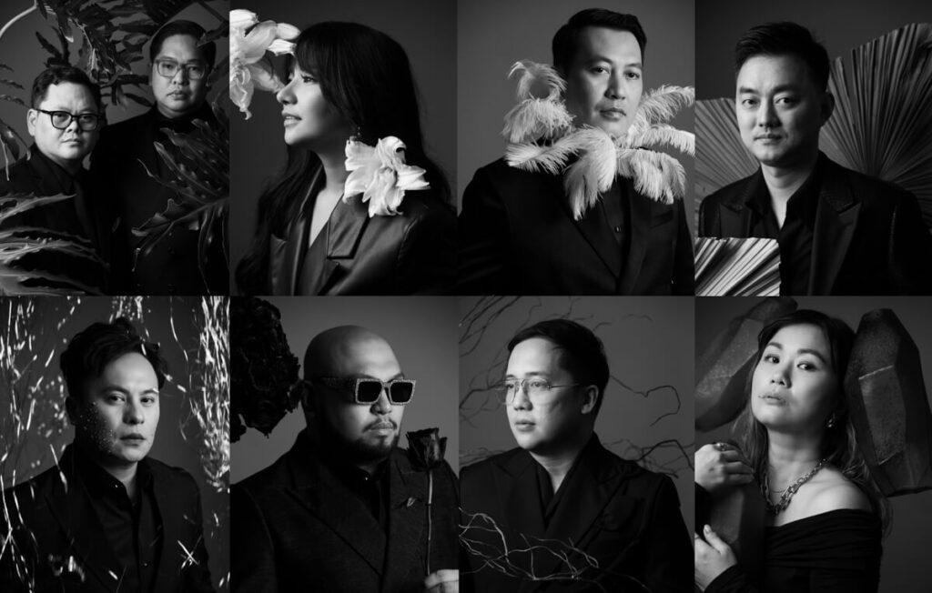 Featured stylists (from left) Blooms Event by Allen & JP Ginger Gaddi Randy Lazaro Tiger Lim Drew Menor Dave Sandoval FJ Sionson Kathy Sy King