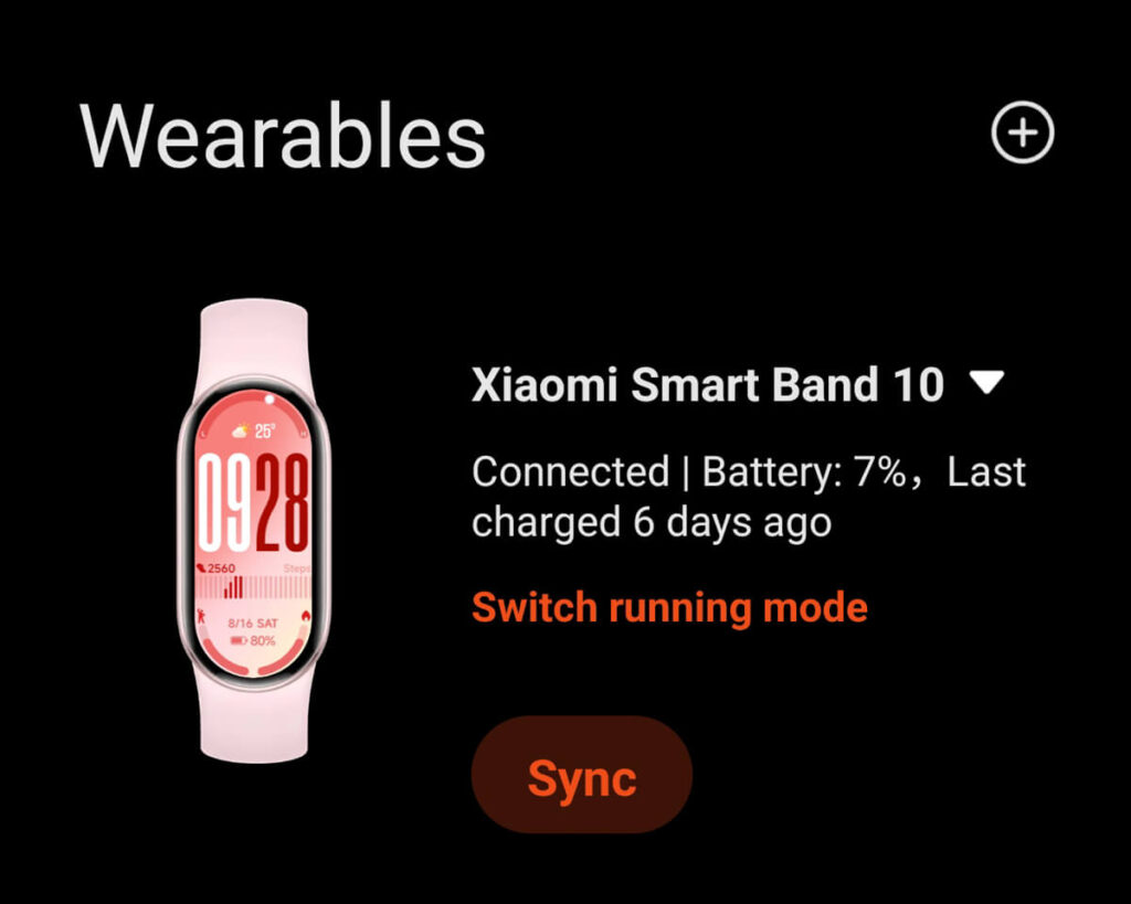 Xiaomi Smart Band 10 - Battery Percentage