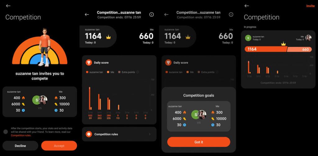 Xiaomi Smart Band invite friends to fitness competitions