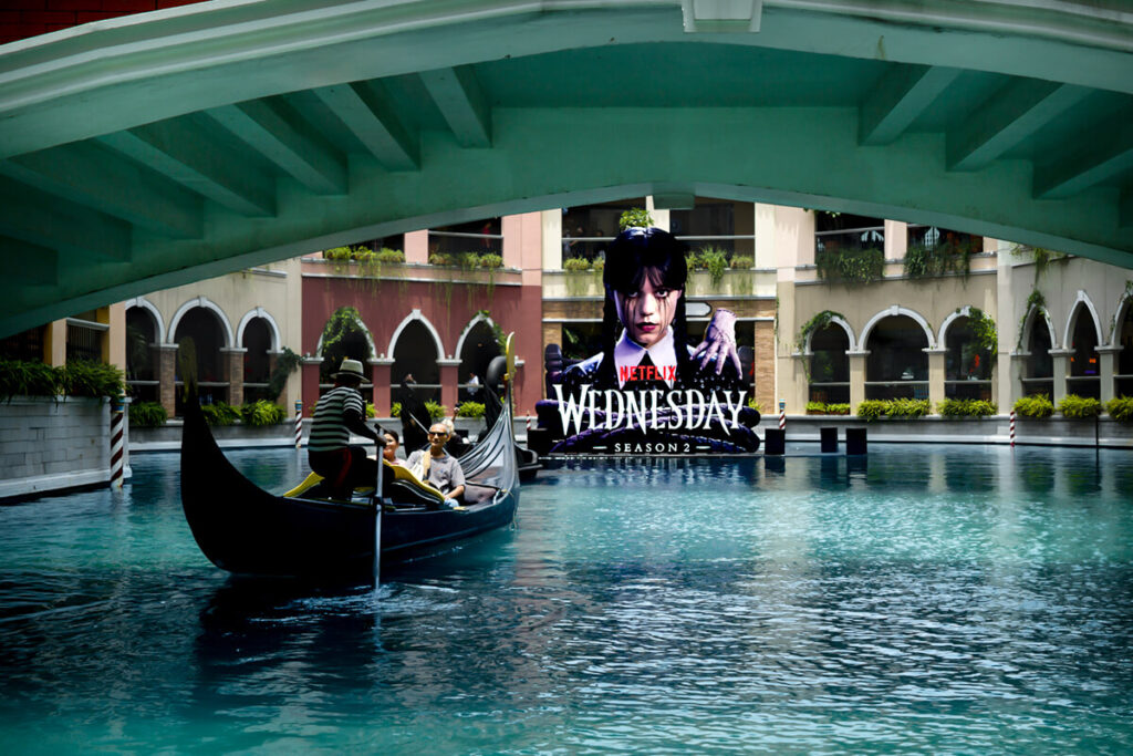 Wednesday Netflix Event Brings a Dark Omen to Venice Grand Canal at McKinley Hill