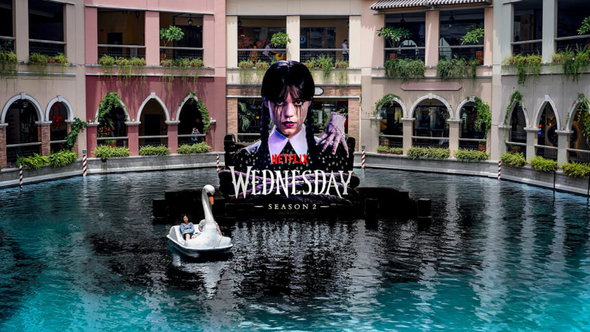 Wednesday Netflix Event Brings a Dark Omen to Venice Grand Canal at McKinley Hill