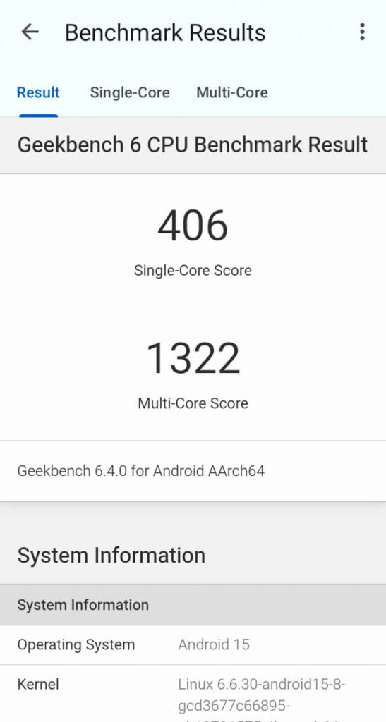 Redmi 15C - Geekbench scores
