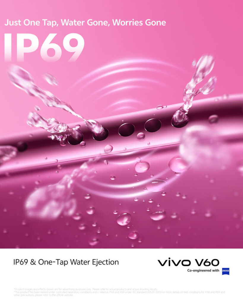 vivo V60 - IP69 & One-Tap Water Ejection