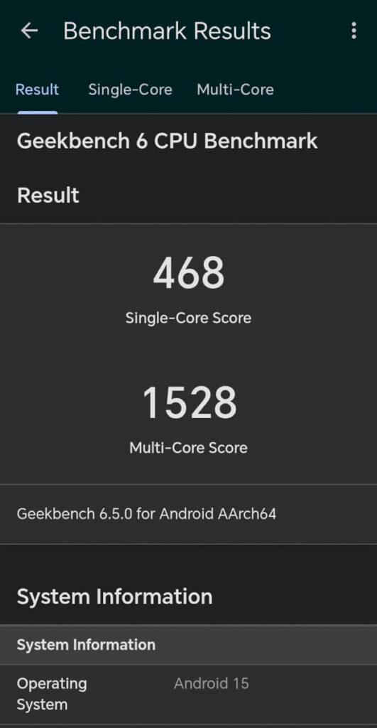 HONOR X7d - Geekbench scores