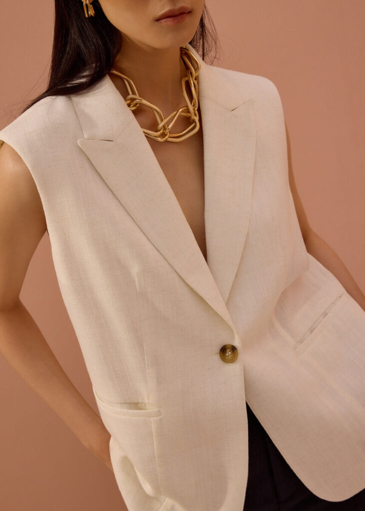 Love Bonito - Noa Relaxed Textured Shoulder Padded Vest (Ivory)