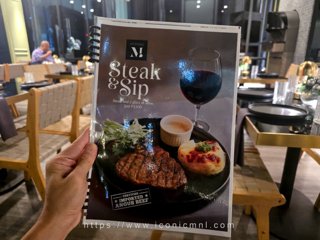 Osteria M - Steak & Sip - Angus steak meal paired with your choice of wine