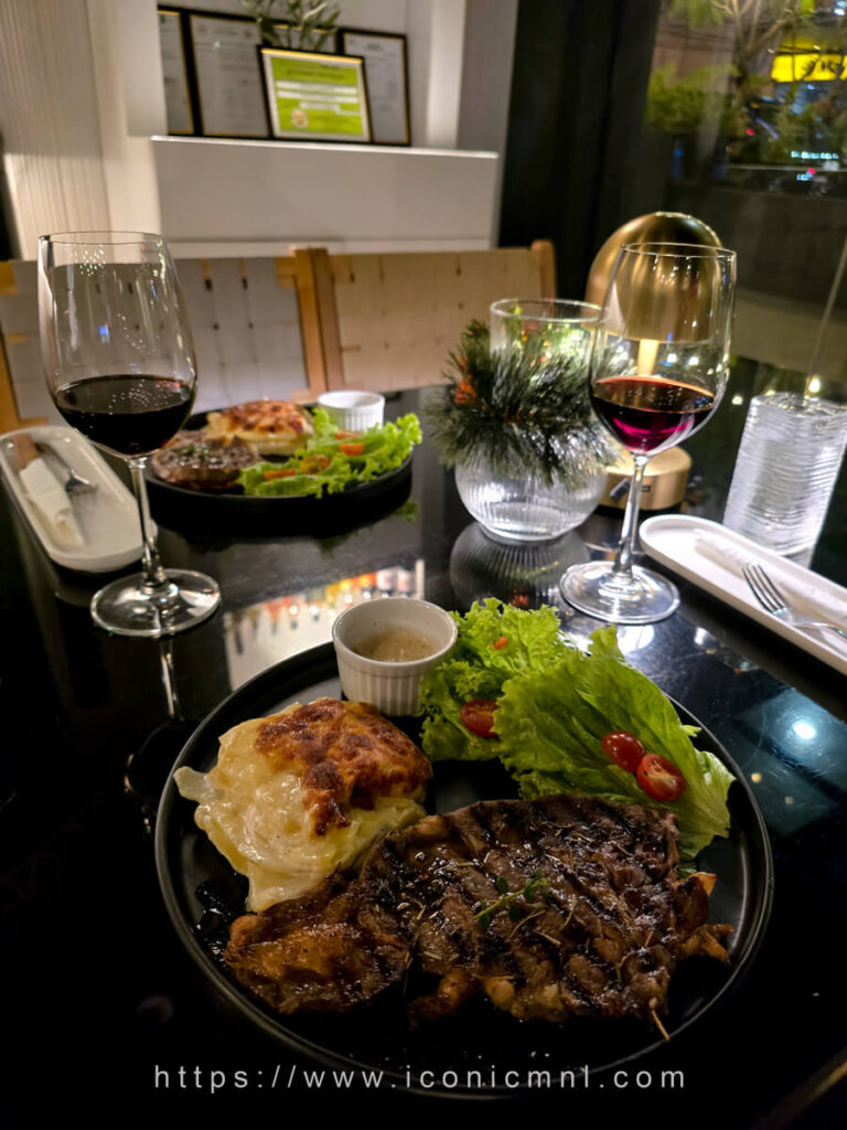 Osteria M - Steak & Sip - Angus steak meal paired with wine