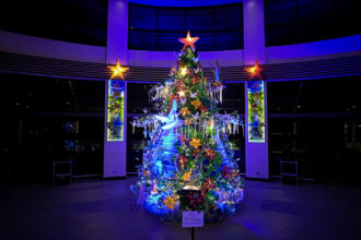 Pico de Loro Cove’s 12-foot Christmas Tree, crafted with sustainable materials and designed to highlight the vital role of mangroves in coastal protection