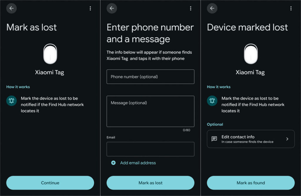 Xiaomi Tag - Lost Mode