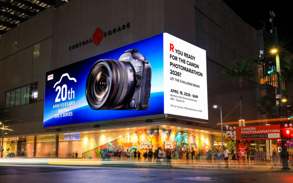 The Canon Photomarathon 2026 billboard takes center stage at Central Square BGC