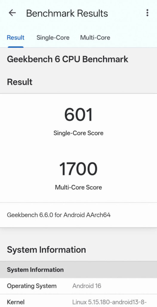 realme 16 5G Review - Geekbench scores