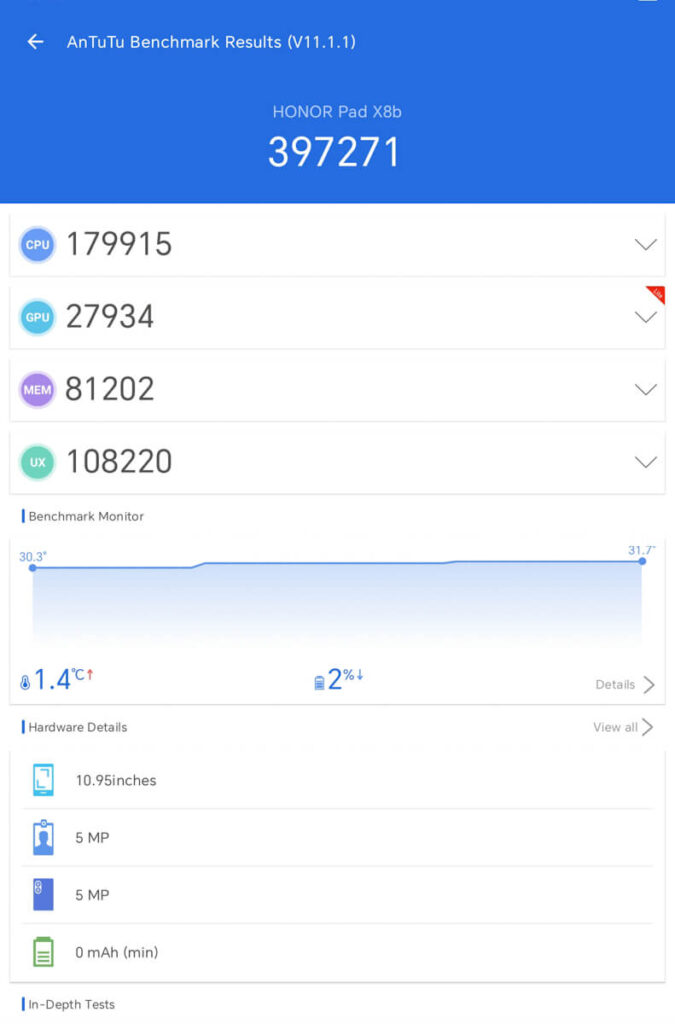HONOR Pad X8b - AnTuTu Benchmark