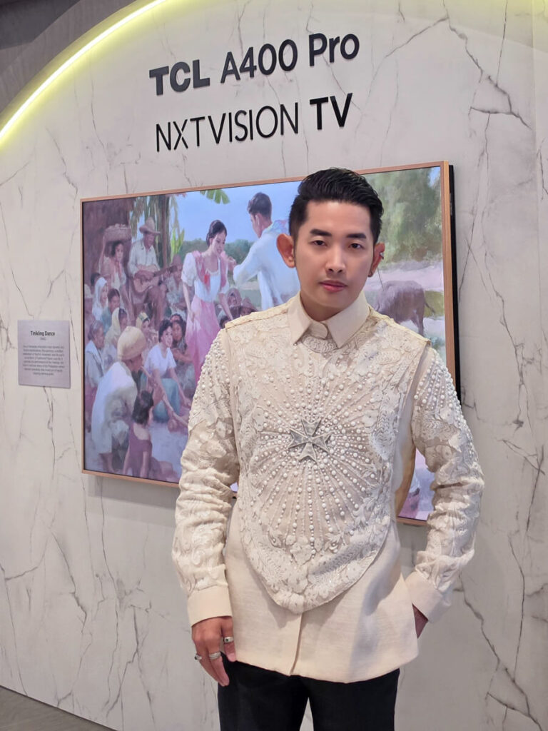 Sylvester Sy in custom modern Barong by Vince Sityar
