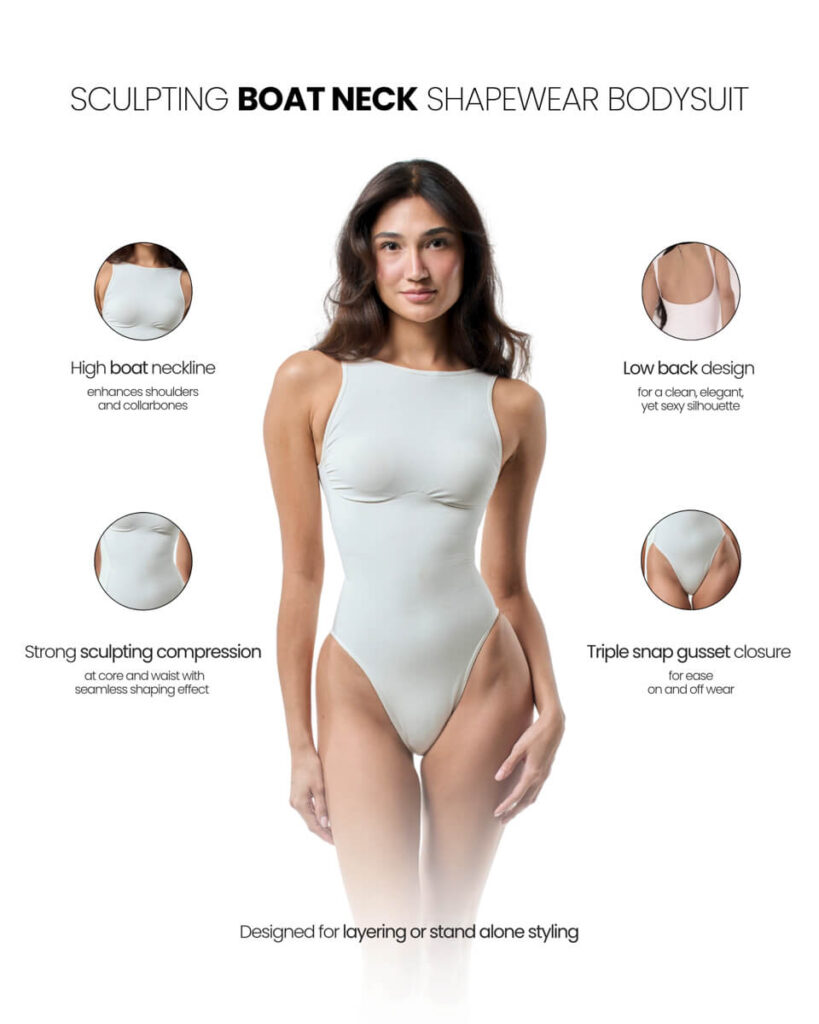 Sculpting Boat Neck Shapewear Bodysuit